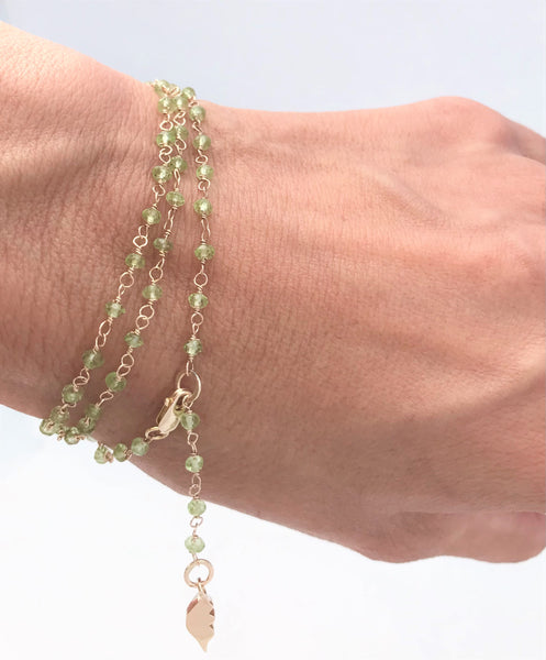 Convertible Peridot and Gold Necklace / Wrap Bracelet